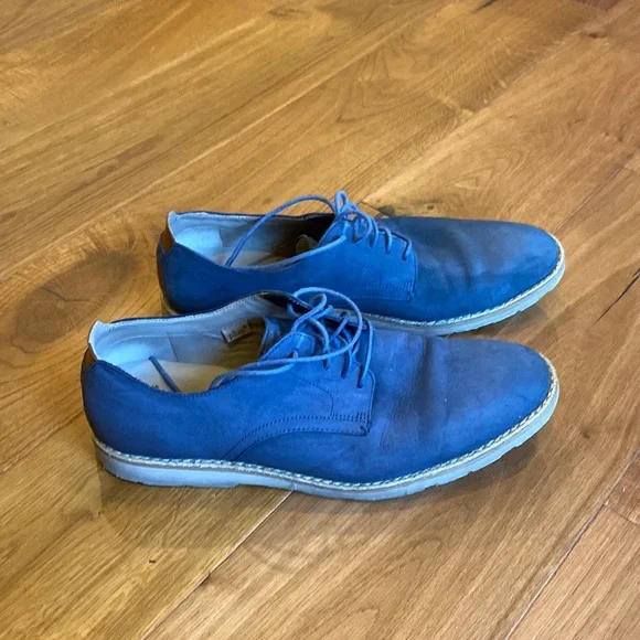 Shoes Clarks Blue Suede Dress Shoes Size 12 Poshmark